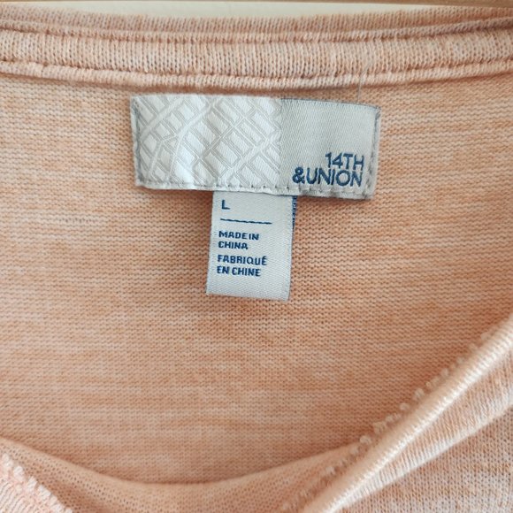 14th & Union Long Flutter Sleeve Pink Lightweight Sweater. Size Large. - Picture 3 of 6